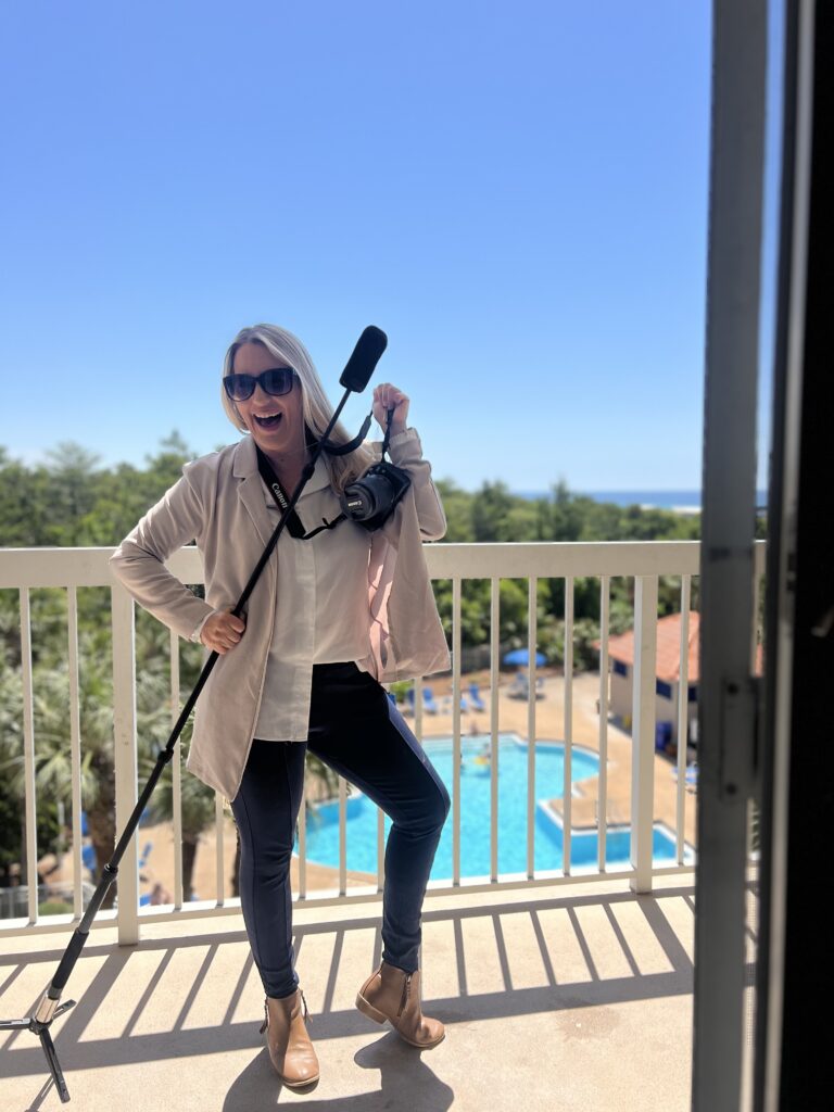 Tabatha Rowbatham doing a virtual tour shoot in Destin, FL