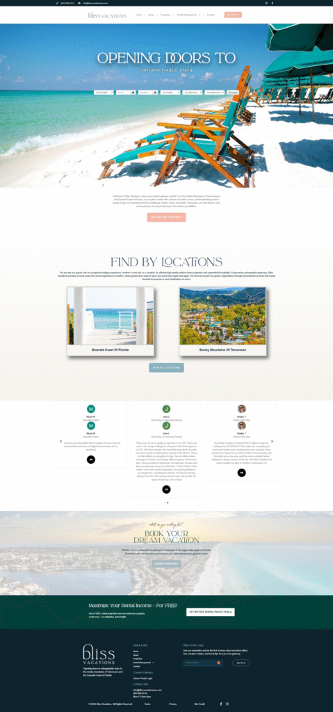 Bliss Vacation Rentals in Destin & Gatlinburg