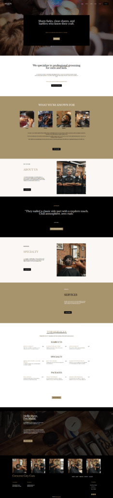 Crescent City Cuts Barbershop Website