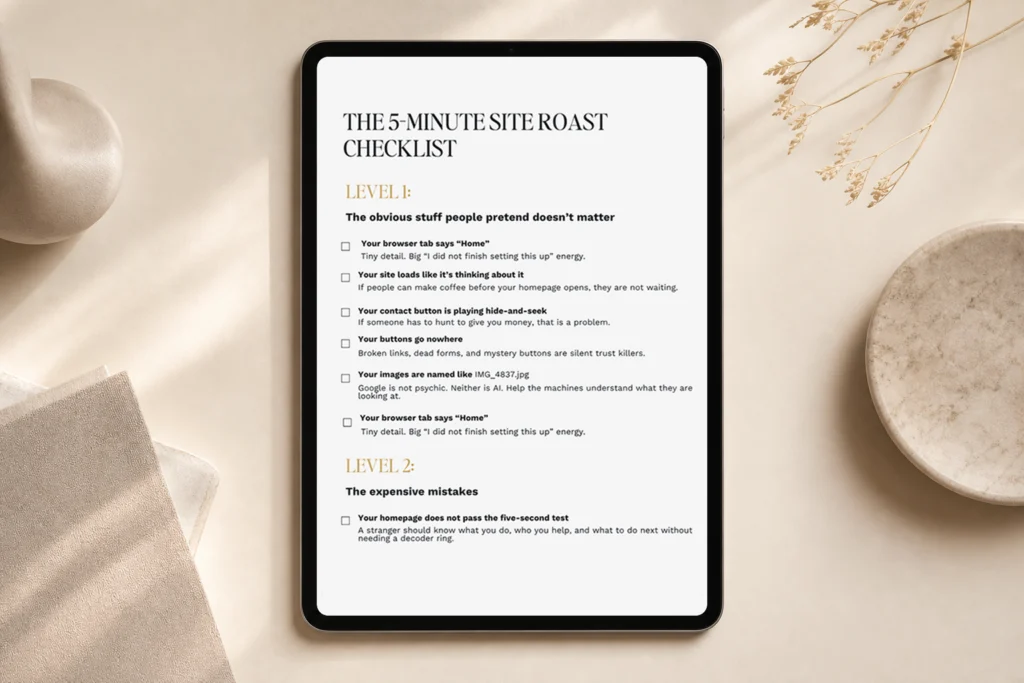 5 Minute Site Roast Checklist by Tabrow